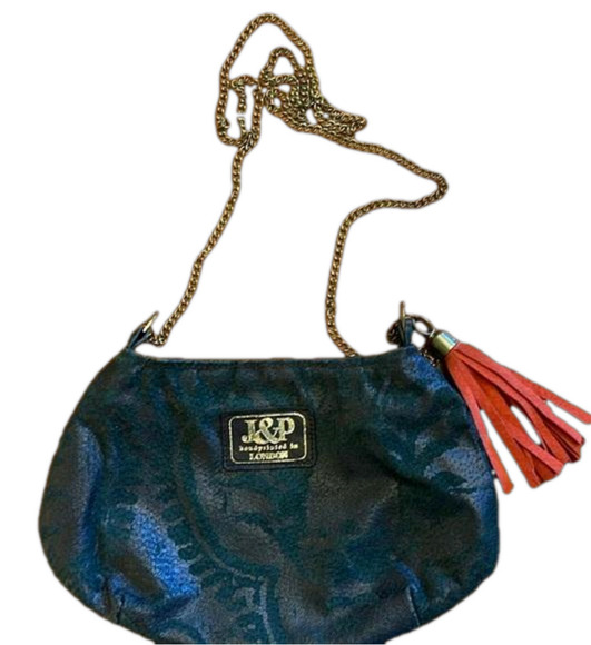 J&P hand painted  in London crossbody chain bag with leather tassel - Picture 1 of 9